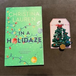 Holiday Book and Christmas Tree Hair Clip